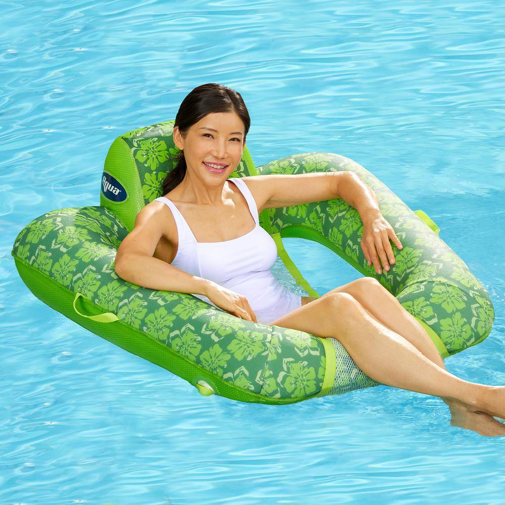 Lime Green Floral Inflatable Pool Chair Lounge Float, 3 Pack