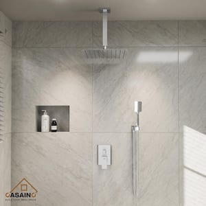 3-Spray Pattern 10 in. Ceiling Mount Shower System Shower Head and Functional Handheld, Chrome (Valve Included)