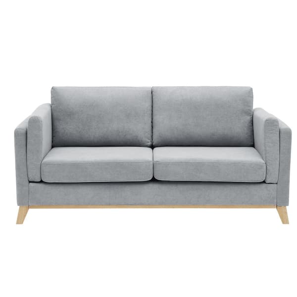 Z-joyee Modern 72.44 in. W Square Arm Chenille Straight Sofa in Gray