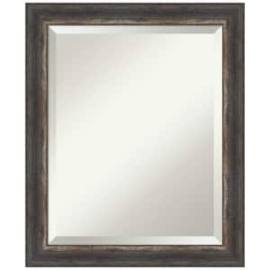 Medium Rectangle Bark Rustic Char Beveled Glass Casual Mirror (23.5 in. H x 19.5 in. W)