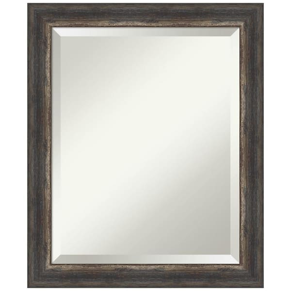 Amanti Art Medium Rectangle Bark Rustic Char Beveled Glass Casual Mirror (23.5 in. H x 19.5 in. W)