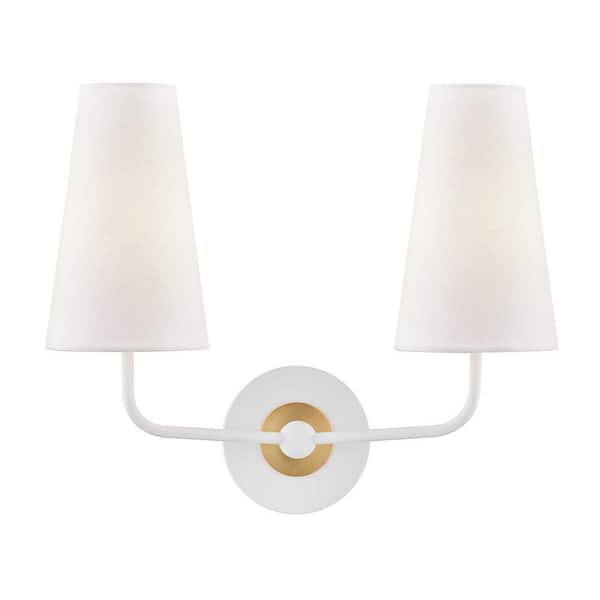 MITZI HUDSON VALLEY LIGHTING Merri 2-Light Aged Brass/White Wall Sconce