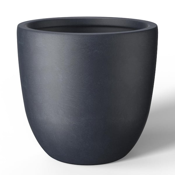 18 in. Large Granite Gray Concrete Round  Planter / Pot with Drainage Holes