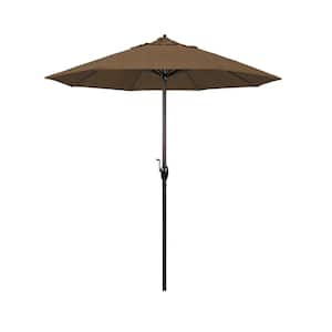 7.5 ft. Bronze Aluminum Market Auto-Tilt Crank Lift Patio Umbrella in Woven Sesame Olefin