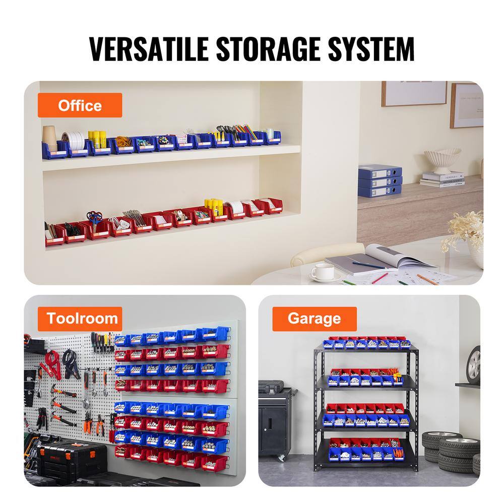 VEVOR Blue and Red Stackable Plastic Storage Bins 24-Pack