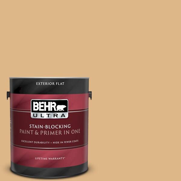 BEHR ULTRA 1 gal. #UL150-4 Fortune Cookie Flat Exterior Paint and Primer in One