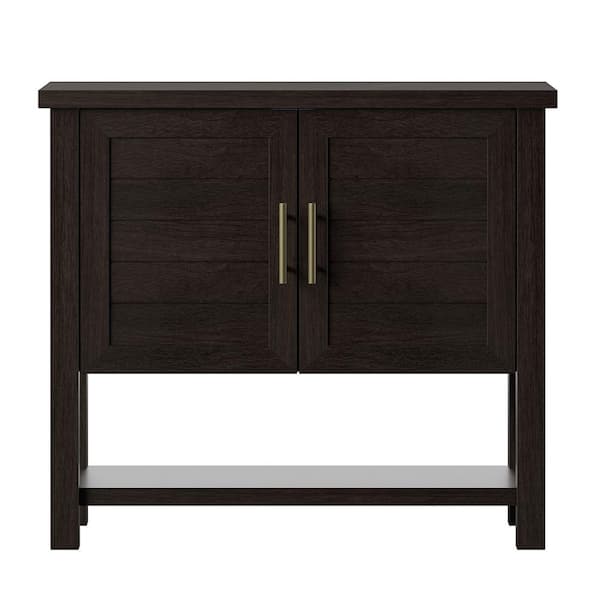 Twin Star Home 36 in Midnight Cherry Console Table with USB Charging Ports