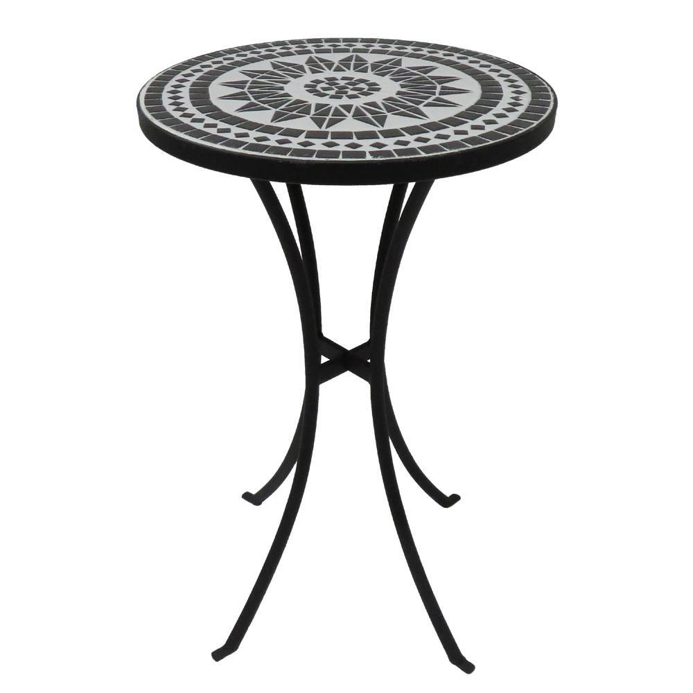 14 in. Black Round Concrete Tile Top Outdoor Bistro Table