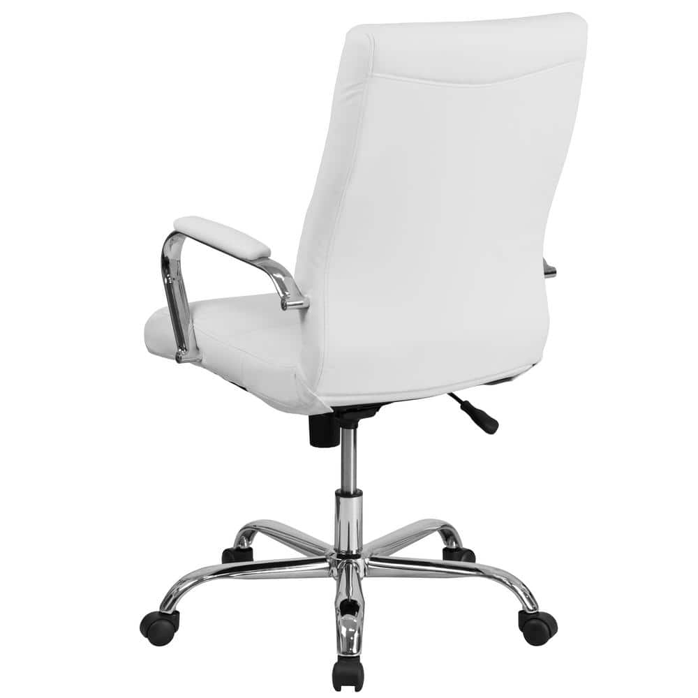 White Leather High-Back Ergonomic Executive Swivel Chair