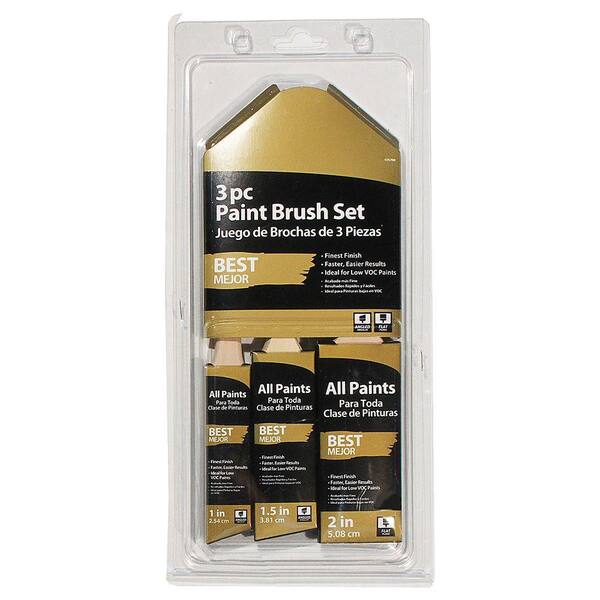 Unbranded 1 in., 1-1/2 in. Angled and 2 in. Flat Paint Brush Set