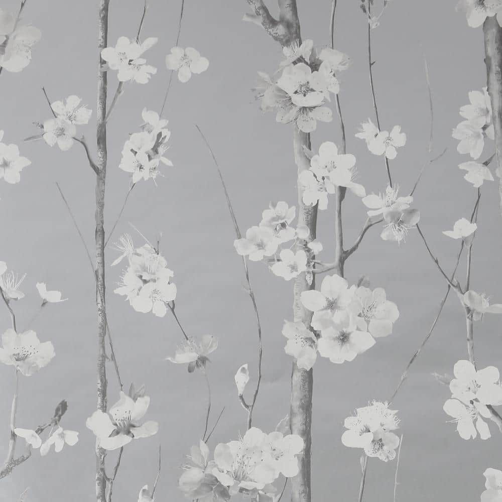 Hanami Silver Paper Non-Pasted Removable Wallpaper
