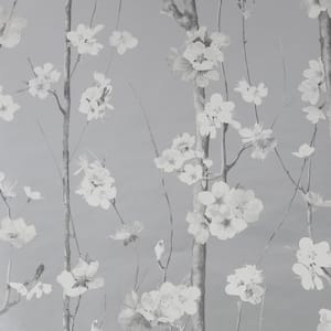Hanami Silver Paper Non-Pasted Removable Wallpaper