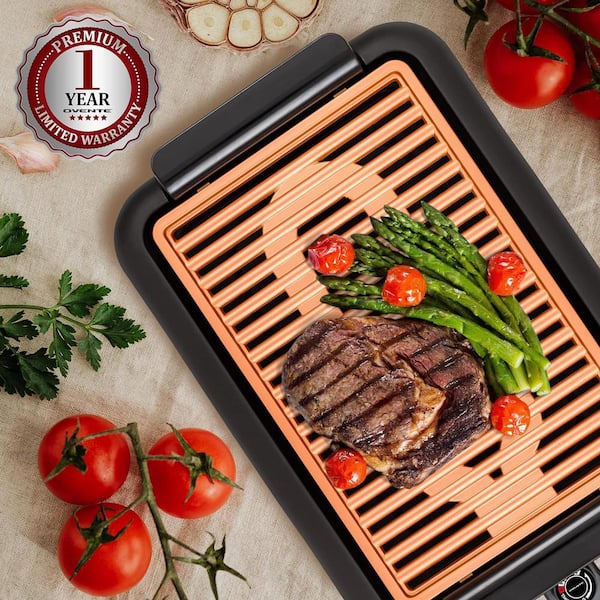 Flkoendmall Electric Smokeless Grill, Stainless Steel Barbecue Oven Grill Electric Grill with Oil Drip Pan, Size: 59.00*32.00*16.00 cm, Silver