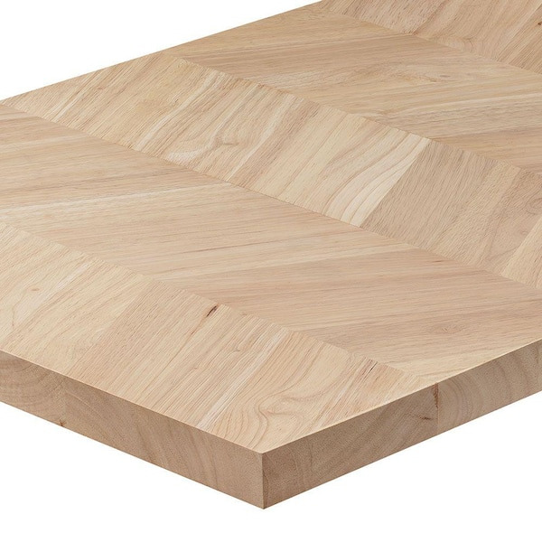 HARDWOOD REFLECTIONS 8 ft. L x 25 in. D Unfinished Hevea Chevron Solid Wood Butcher Block Countertop With Square Edge