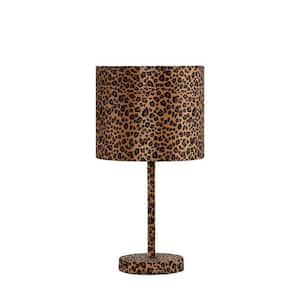 19.25 in. Leopard Print Metal Table Lamp with Faux Suede Leather