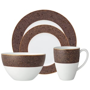 Tozan (Brown) Porcelain 4-Piece Place Setting, Service for 1