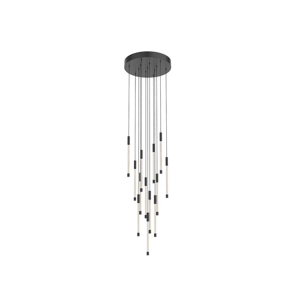 Black Glass 13-Light LED Cluster Pendant