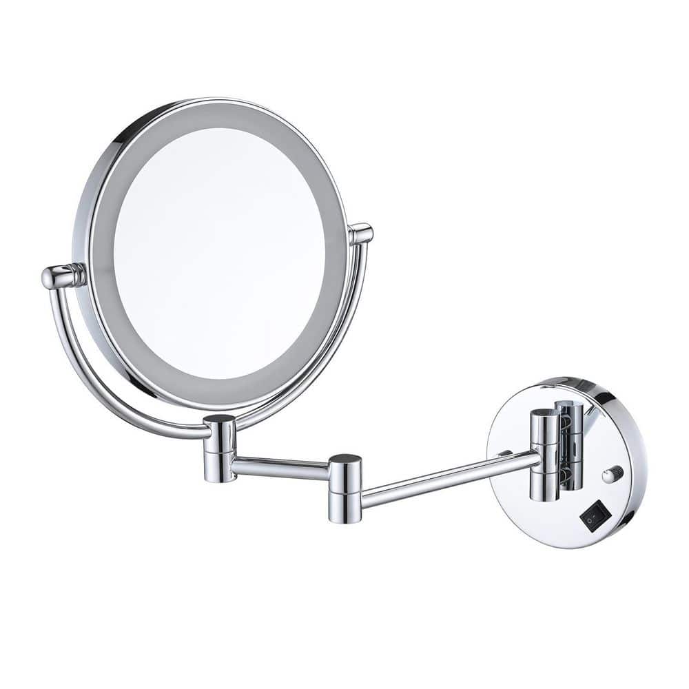 Interbath 8 in. x 8 in. Small Round Magnifying Freestanding Bathroom Makeup Mirro in Chrome