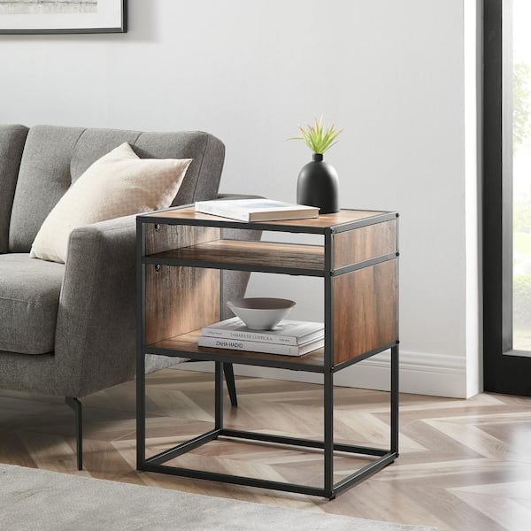Walker Edison Furniture Company Reclaimed Barnwood Industrial Modern Side Table