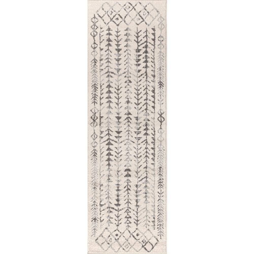 Ziri Moroccan-Inspired Cream & Gray 2' x 8' Synthetic Runner Rug