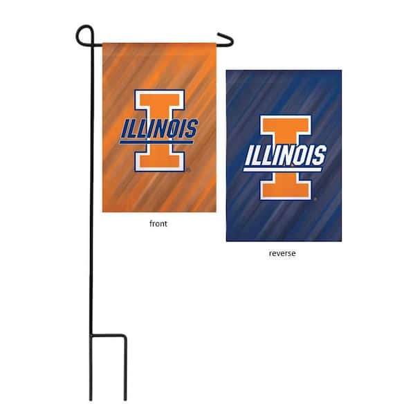1 ft. x 1-1/2 ft. University of Illinois 2-Sided Garden Flag with 3-2/3 ft. Metal Flagpole