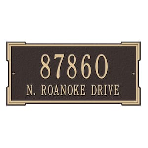 Rectangular Roanoke Standard Wall 2-Line Address Plaque - Bronze/Gold