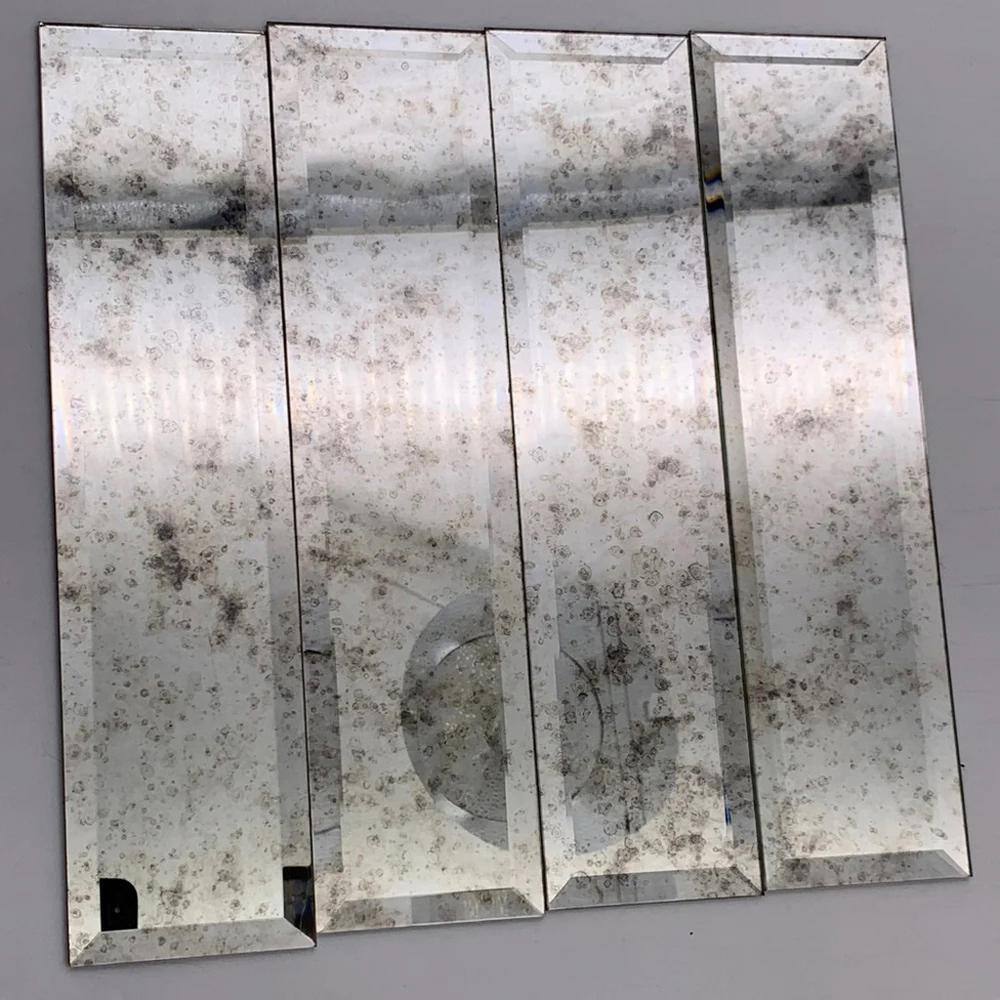 Silver Beveled Polished Glass Subway Tile 3x12 Inch 20 Pack