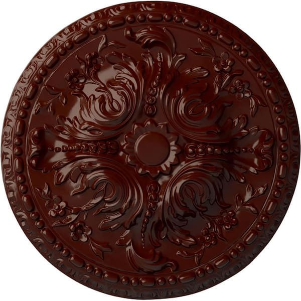 Ekena Millwork 19-5/8" x 3/4" Amelia Urethane Ceiling Medallion (Fits Canopies upto 2-3/8"), Brushed Mahogany
