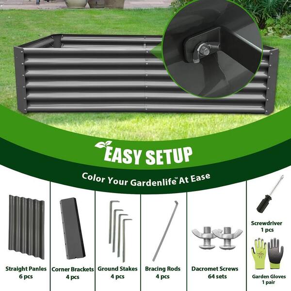 72 in. x 36 in. x 18 in. Grey Outdoor Galvanized Steel Raised
