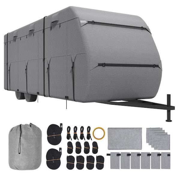 Travel Trailer Cover, 22-24 ft. 300.4 in. Length,103.1 in. Width,104.7 in. Height Waterproof, 4-Layer Non-Woven Fabric