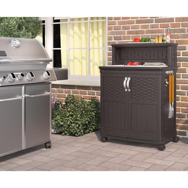 Suncast 47 Gal Patio Storage And Prep, Outdoor Grill Prep Table With Storage