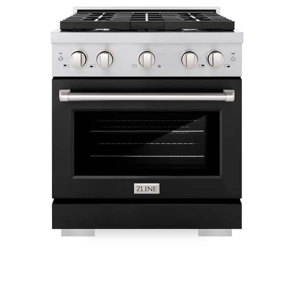 ZLINE Kitchen and Bath Paramount 30 in. 4-Burner Dual Fuel Range with Convection Oven in Stainless Steel and Matte Black Door
