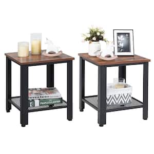 18 in. 2-Tier Black End Table Side Table with Storage Shelf Sofa Table