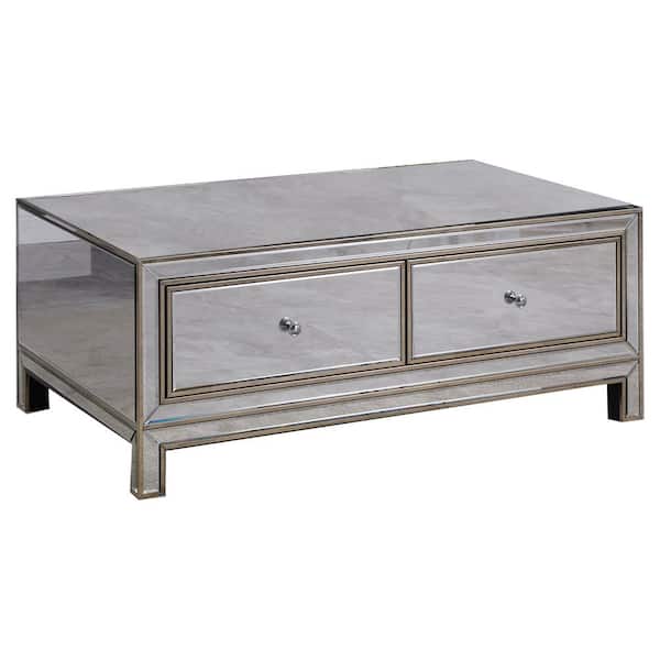 Best Master Furniture Brimmington 48 in. Silver Rectangle Wood Top Coffee Table with Storage