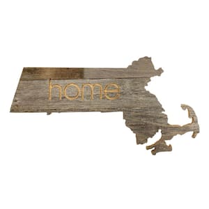 Large Rustic Farmhouse Massachusetts Home State Reclaimed Wood Wall Art