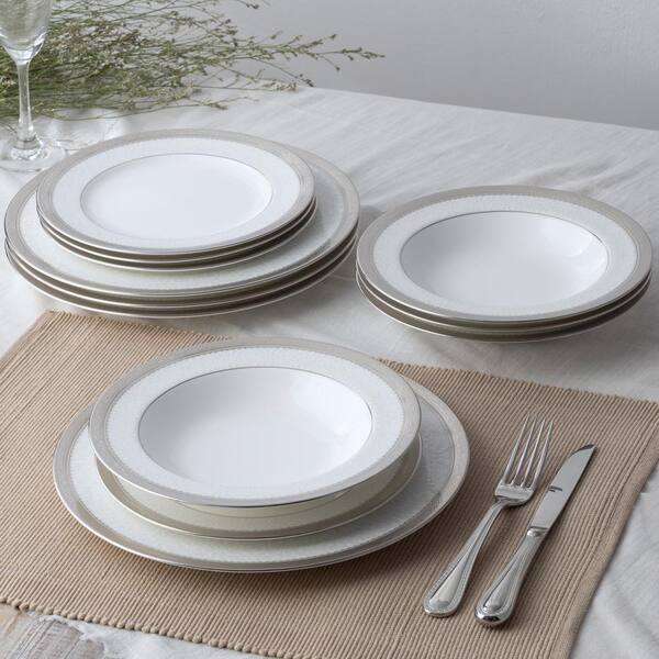 Noritake Odessa Platinum 12-Piece (Platinum) Bone China Dinnerware Set,  Service for 4 4875-12H - The Home Depot