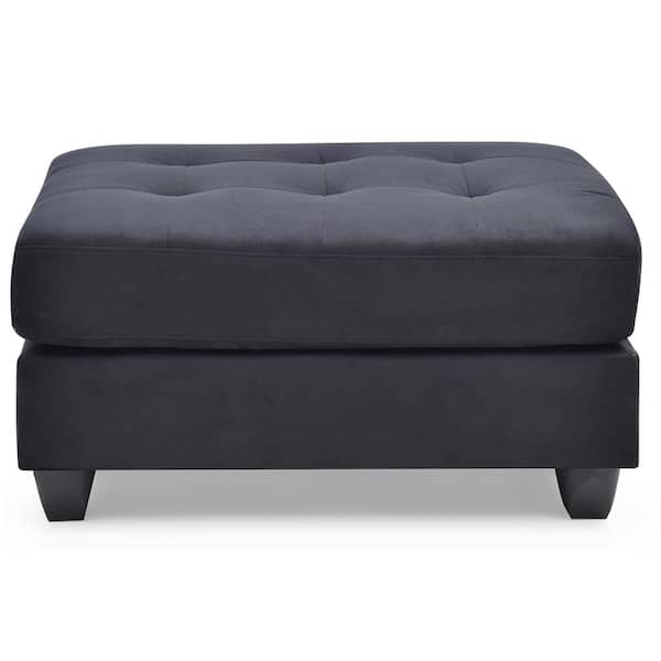 AndMakers Malone Black Tufted Ottoman