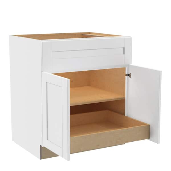 Home Decorators Collection Washington Vesper White Plywood Shaker Stock Assembled Base Kitchen Cabinet 1 ROT 30 in. x34.5 in. x24 in.