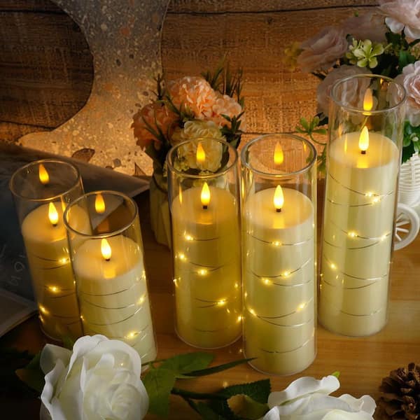 Ivory Flameless LED Candles with Timer Set of 5 TG-FC-5PIY - The