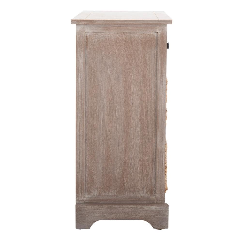 Herman 30" Beige Pine Storage Unit with Wicker Baskets