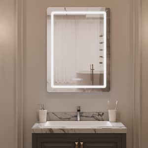 24 in. W x 32 in. H Rectangular Frameless LED Light Anti-Fog Wall Mounted Bathroom Vanity Mirror in Silver