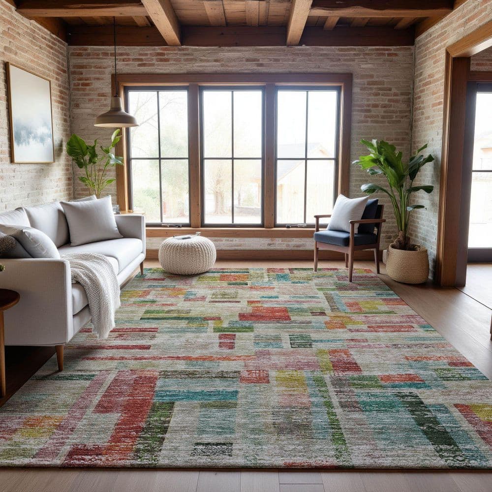 Mayfield Premium Machine Washable Abstract AMF1090 Paprika 5 ft. x 7 ft. 6 in. Area Rug price history on PriceWatchPro