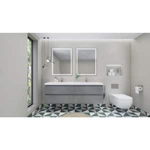 Bohemia 72 in. W Vanity in Cement Gray with Reinforced Acrylic Vanity Top in White with White Basin