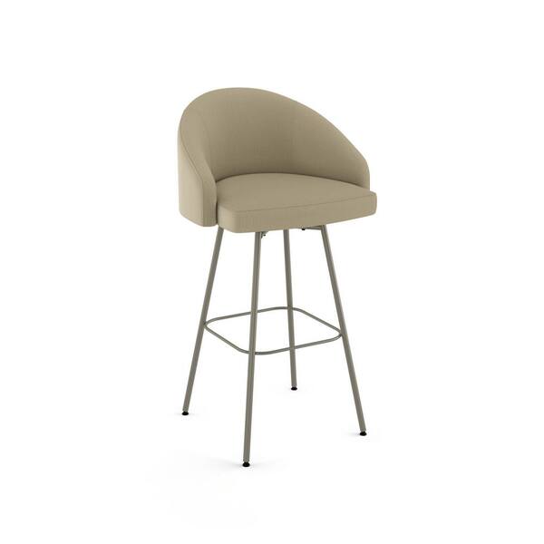 Amisco Nelly 26 in. Beige Fabric / Matt Light Grey Metal Swivel Counter Stool