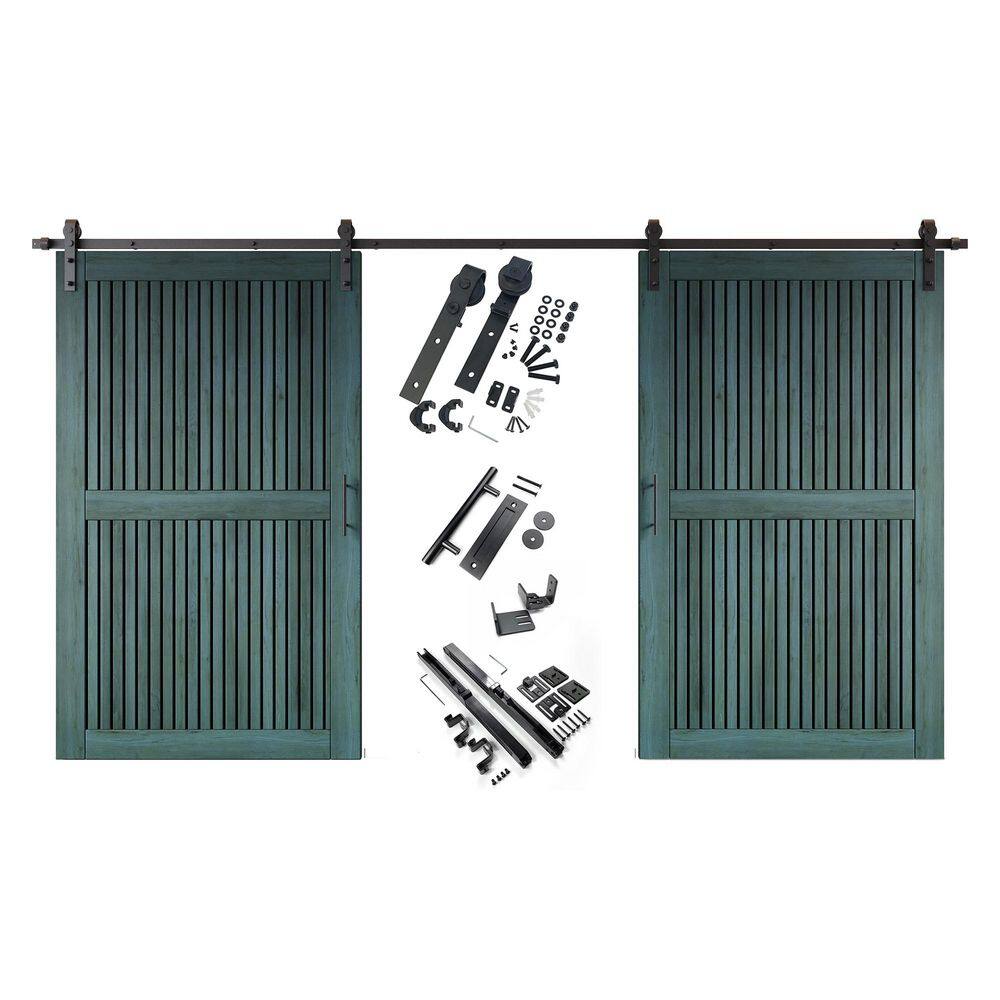 ST 42 in. x 84 in. C-Panel Royal Pine Vertical Stripe Design Double Pine Wood Sliding Barn Door with Hardware Kit price history on PriceWatchPro