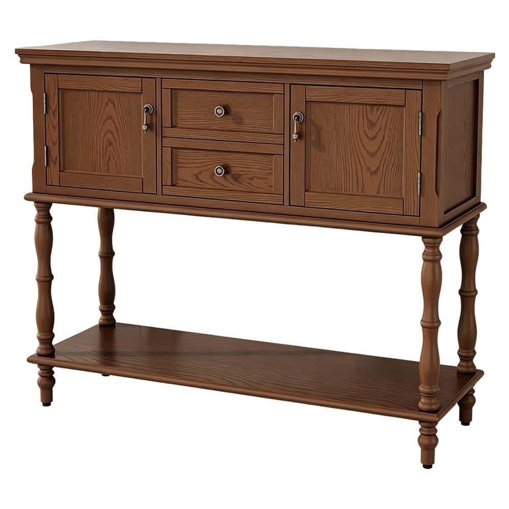 42 in. W Brown Wood Console Table with 2 Drawers price history on PriceWatchPro