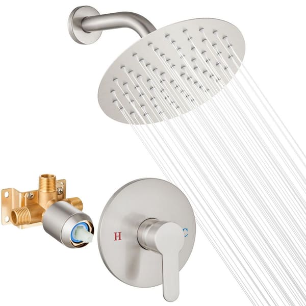 Unbranded Single Handle 1-Spray Shower Faucet 1.24 GPM with Male Threads Valve in Brushed Nickel