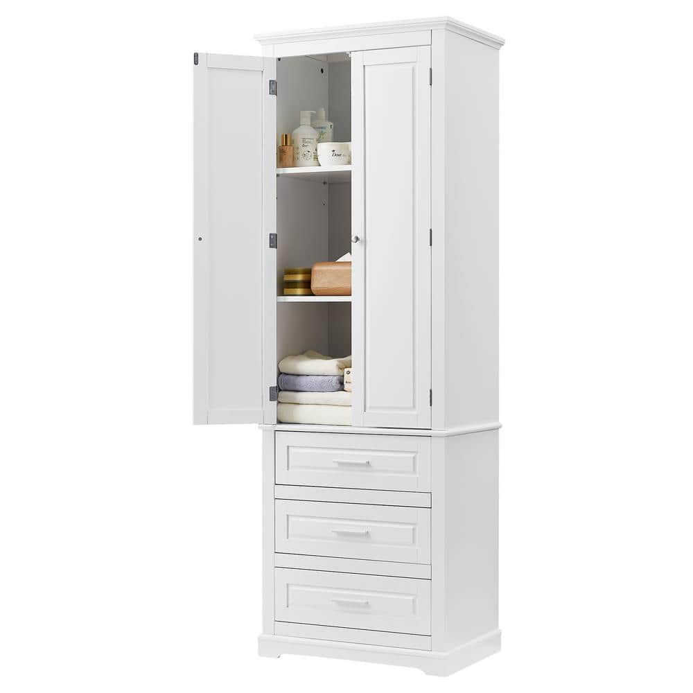 15.70 in.W x 24.00 in.D x 70.00 in.H White Tall Storage Linen Cabinet with 3 Drawers for Bathroom,Office -  Polibi, RS-TWSCTDB-WPJ