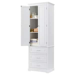 15.70 in.W x 24.00 in.D x 70.00 in.H White Tall Storage Linen Cabinet with 3 Drawers for Bathroom,Office