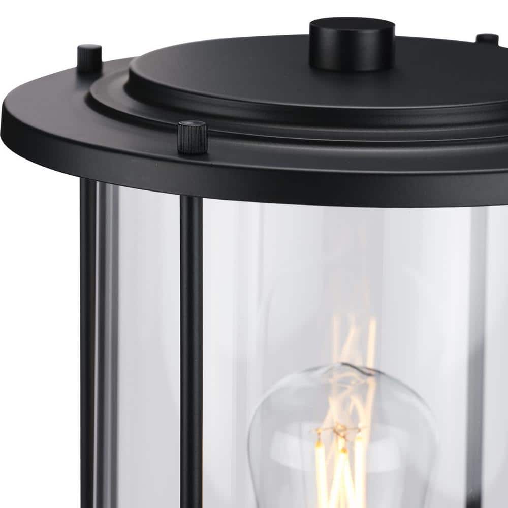 Gunther Matte Black Farmhouse Post Lantern with Clear Glass